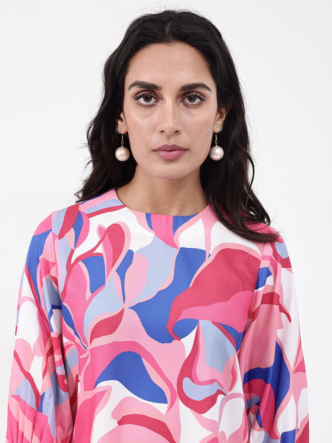 RAREISM Callisto Abstract Print Round Neck Top