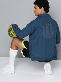 HRX by Hrithik Roshan Men Teal Blue Solid Football Rapid-Dry Sporty Jacket