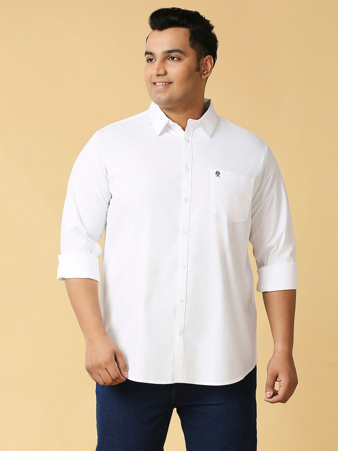 Thomas Scott Plus Size Classic Spread Collar Pure Cotton Casual Shirt