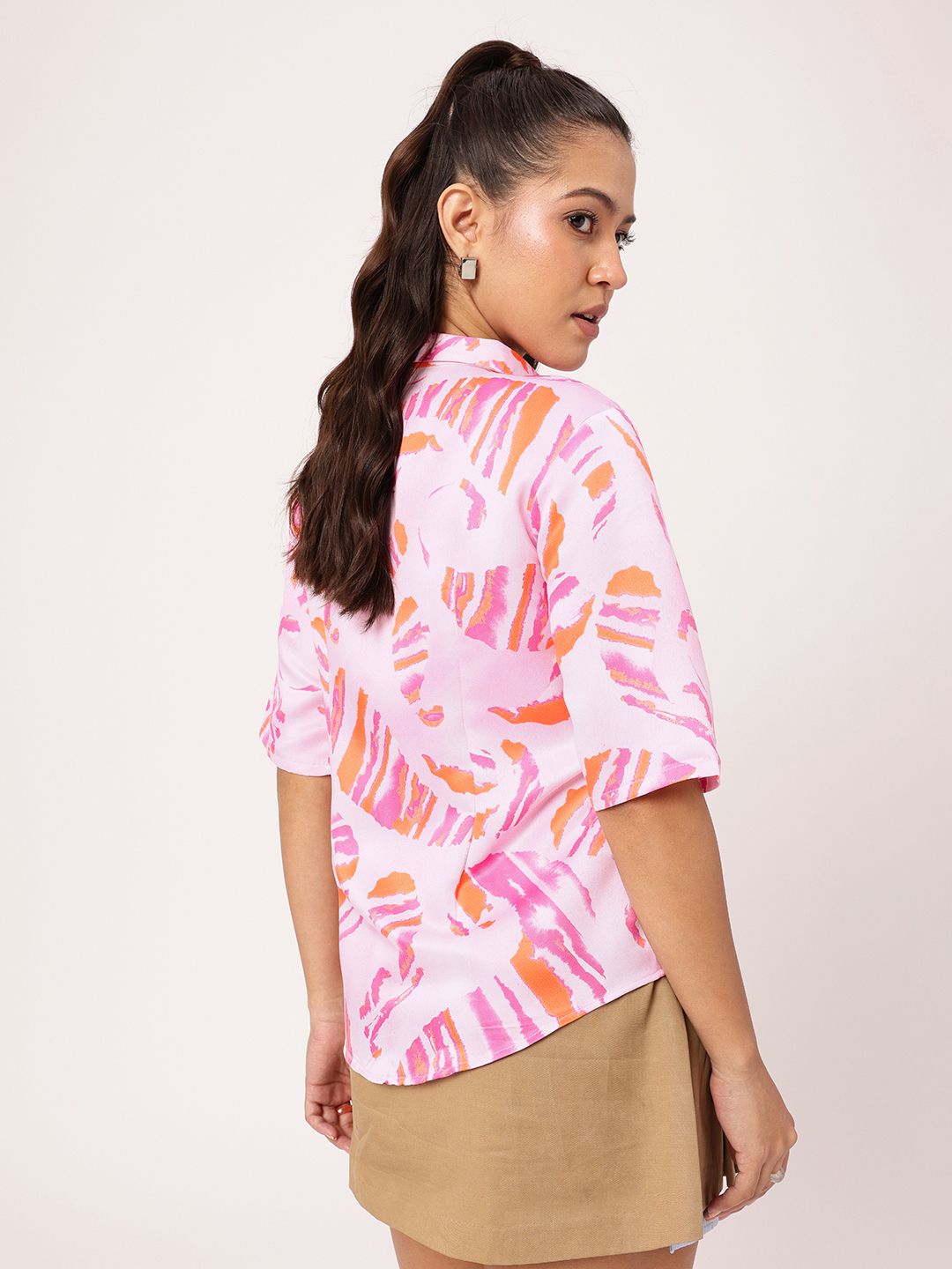 DressBerry Artistic & Intricate Printed Shirt With Waist Tie-Up