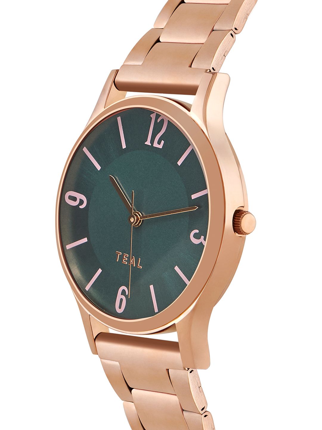 TEAL BY CHUMBAK Women Blue Brass Patterned Dial & Rose Gold-Plated Analogue Watch