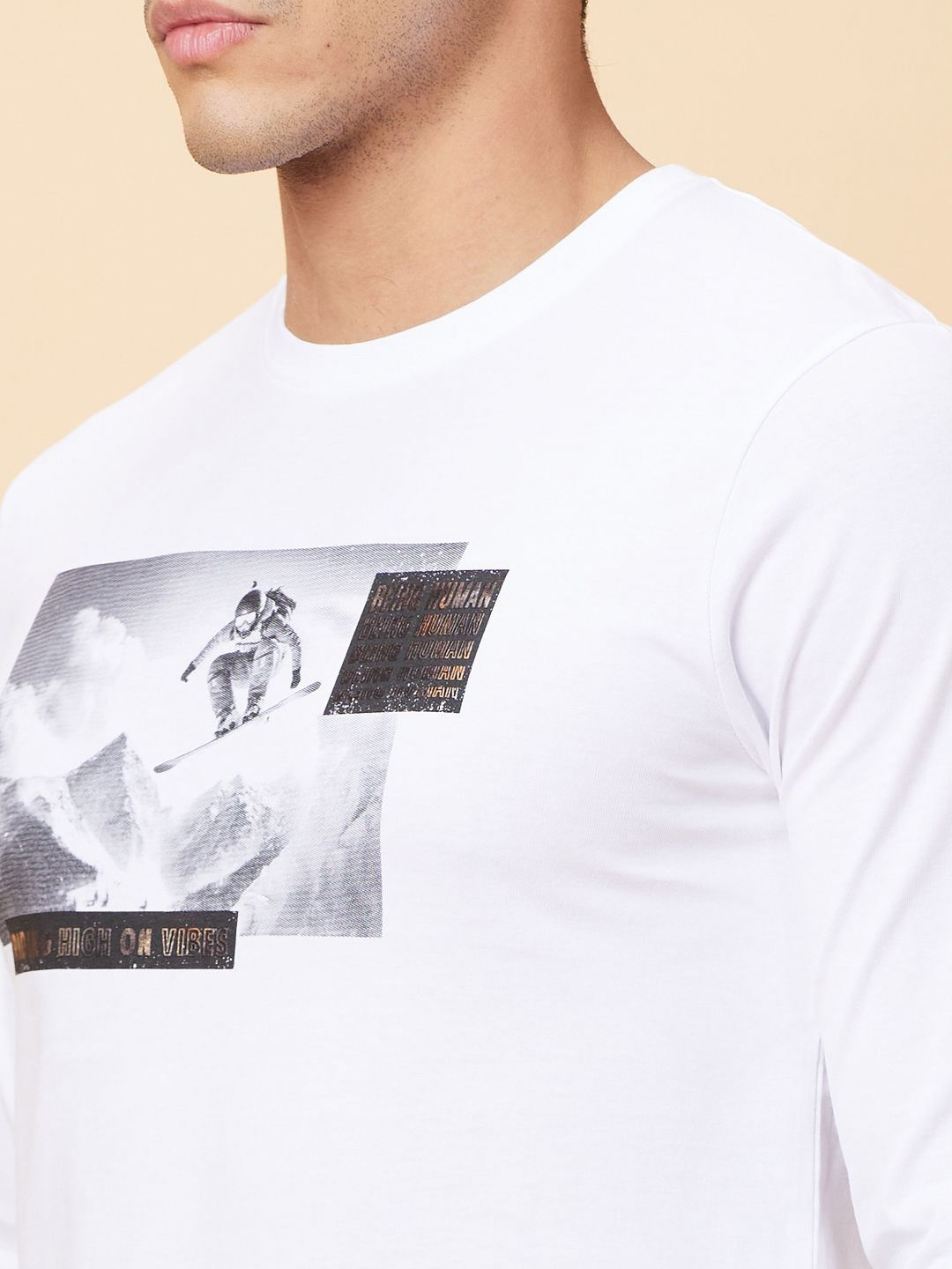 Being Human Men Printed Applique T-shirt
