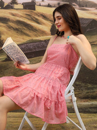 Tokyo Talkies Self Designed Sleeveless Cotton Mini Dress