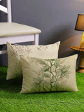 STITCHNEST Pack Of 2 Cream-Coloured Printed Rectangle Cushion Covers