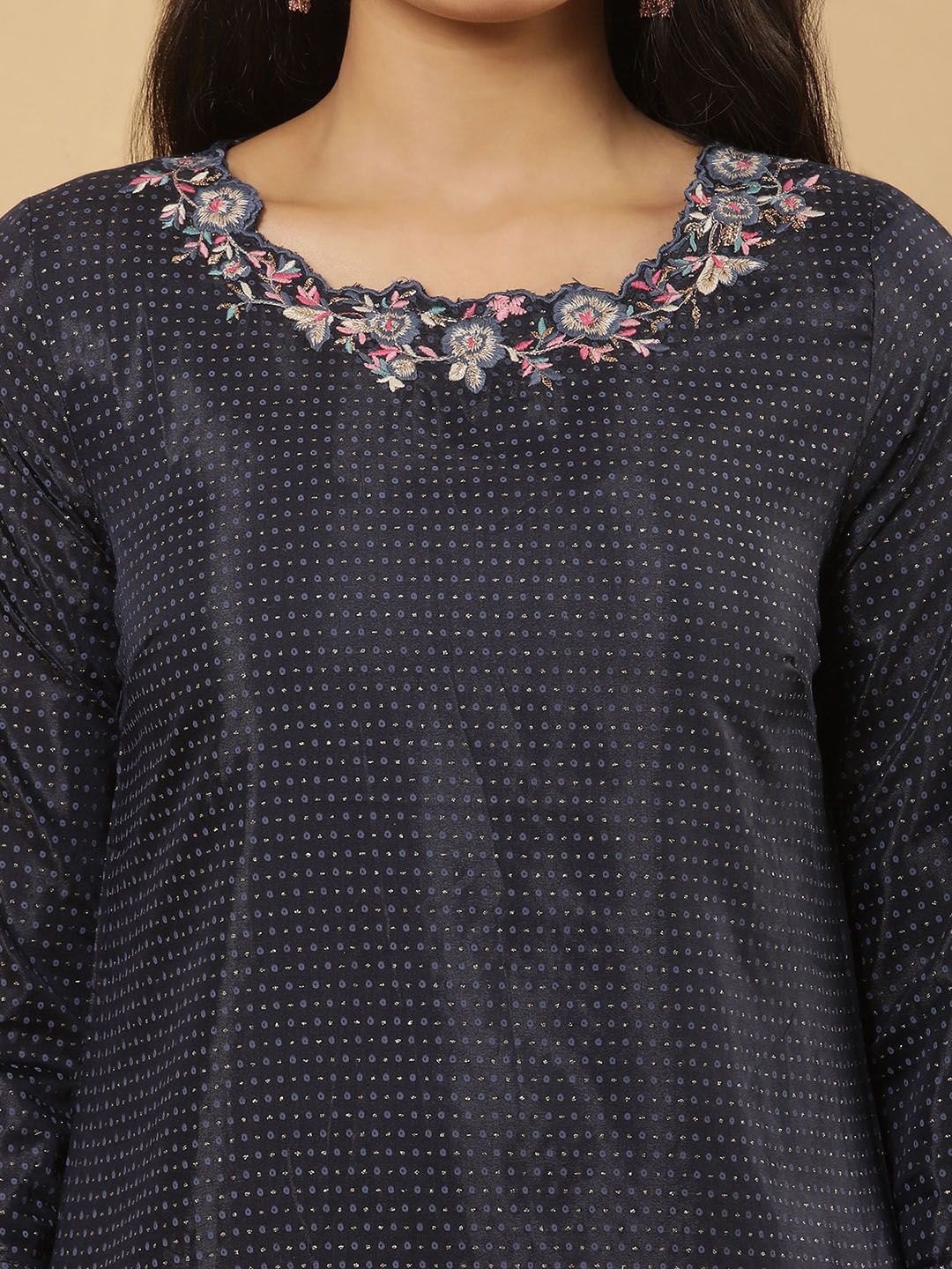 W Printed Regular Thread Work Kurta with Sharara