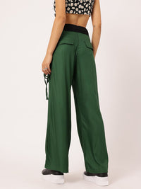 DressBerry Women Tie-Up Pockets Flared Trousers