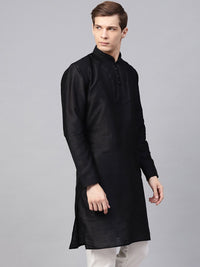 SOJANYA Lelaki Hitam Solid Kurta Lurus