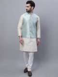 SOJANYA Embroidered Mandarin Collar Kurta with Pyjamas & Nahru Jacket
