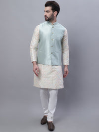 SOJANYA Embroidered Mandarin Collar Kurta with Pyjamas & Nahru Jacket