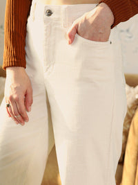 STREET 9 Women Beige Loose Fit High-Rise Cotton Trousers