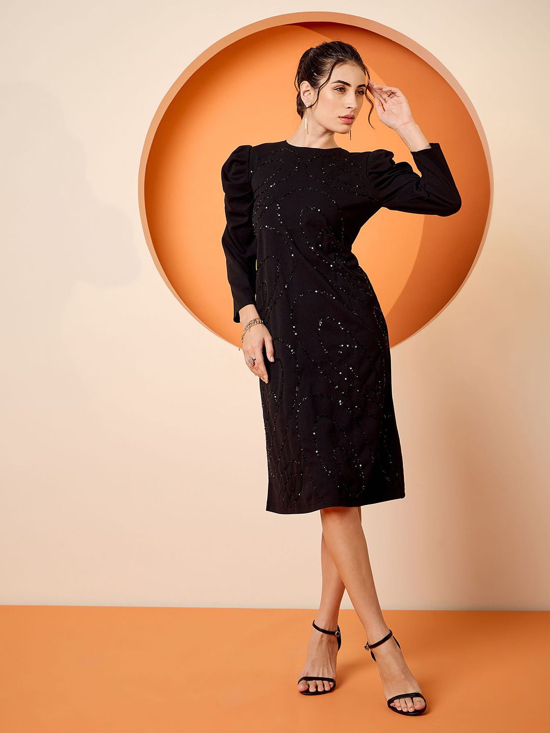 Antheaa Woven Embellished Sheath Dress