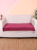 STITCHNEST Maroon & Beige Self Design 3 Seater Sofa Cover