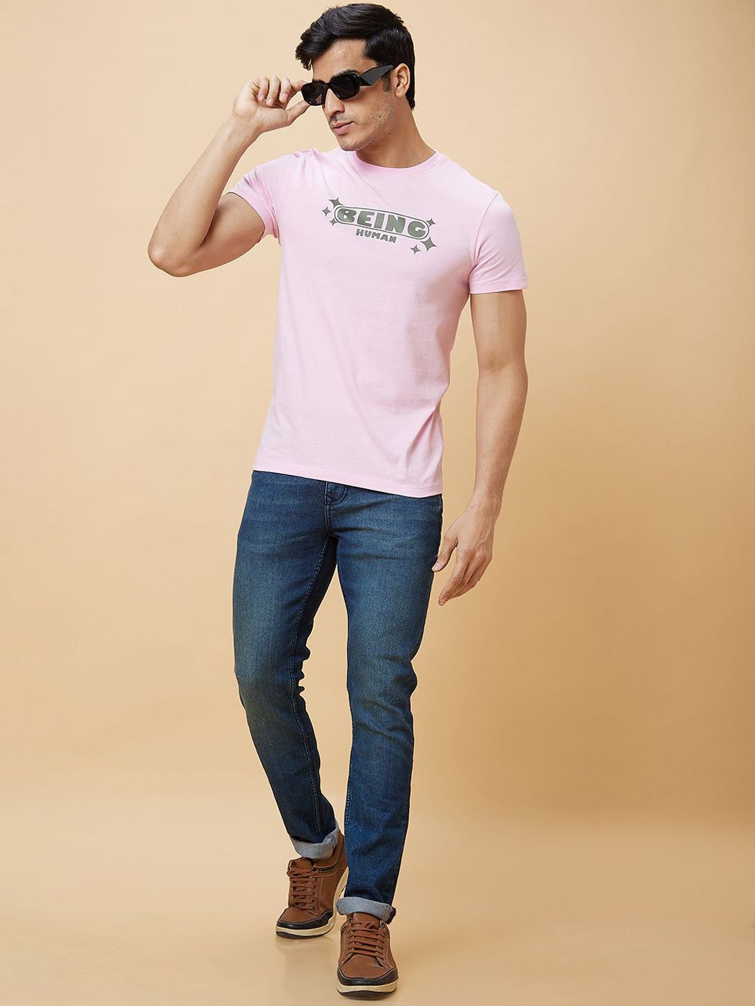 Being Human Men Washed Striped Longline Denim Jacket