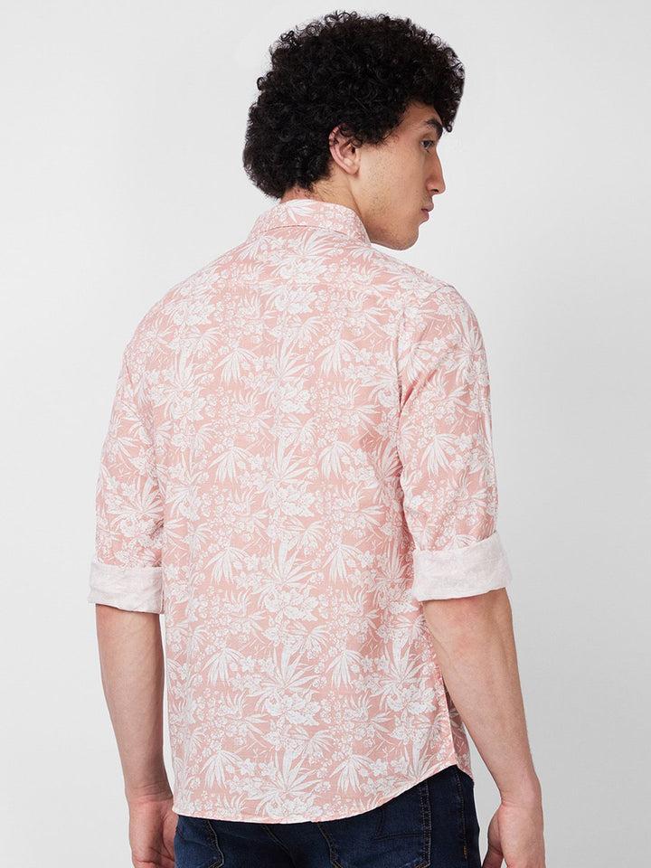 SPYKAR Floral Printed Spread Collar Cotton Casual Shirt
