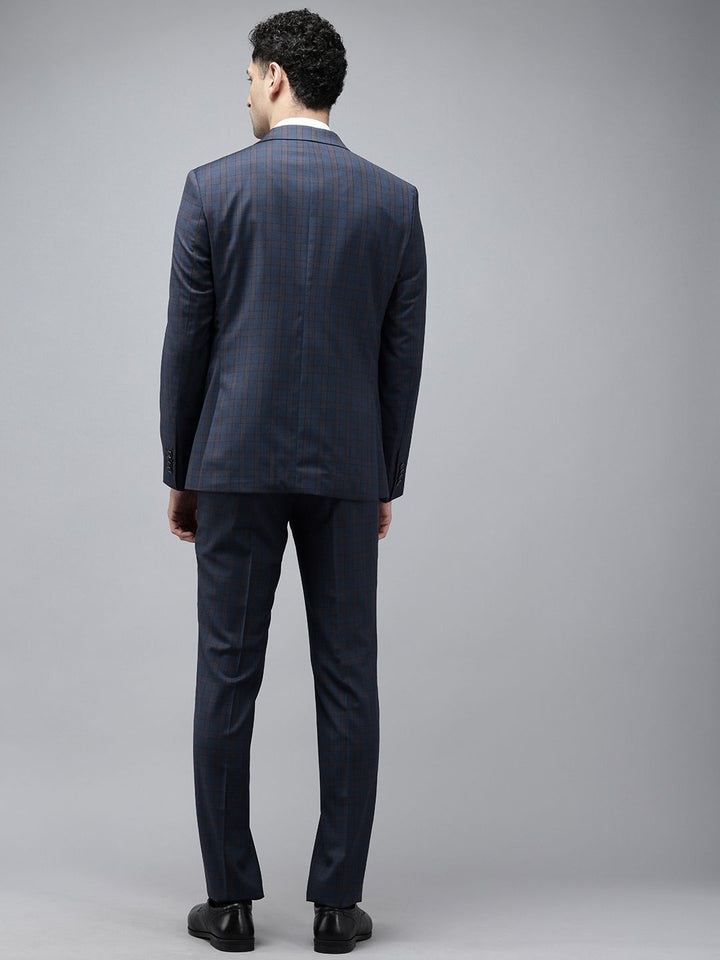 Park Avenue Super Slim Fit Checked Notched Lapel Single-Breasted Formal 2 Piece Suits