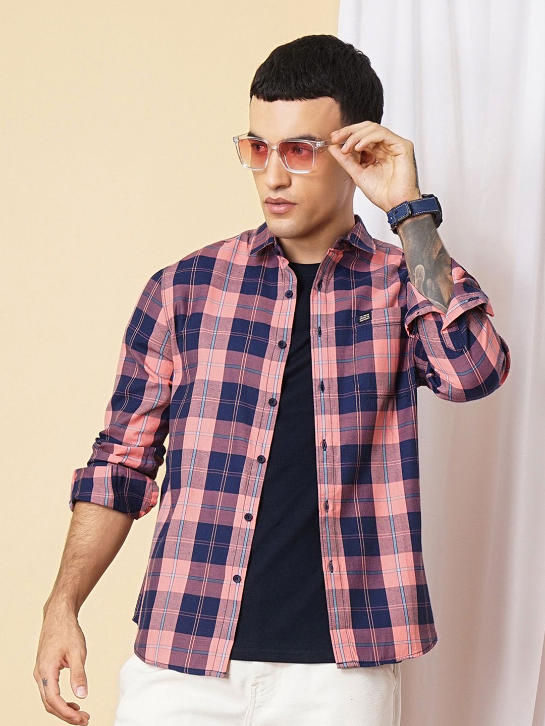 The Indian Garage Co Men Regular Fit Checked Casual Shirt