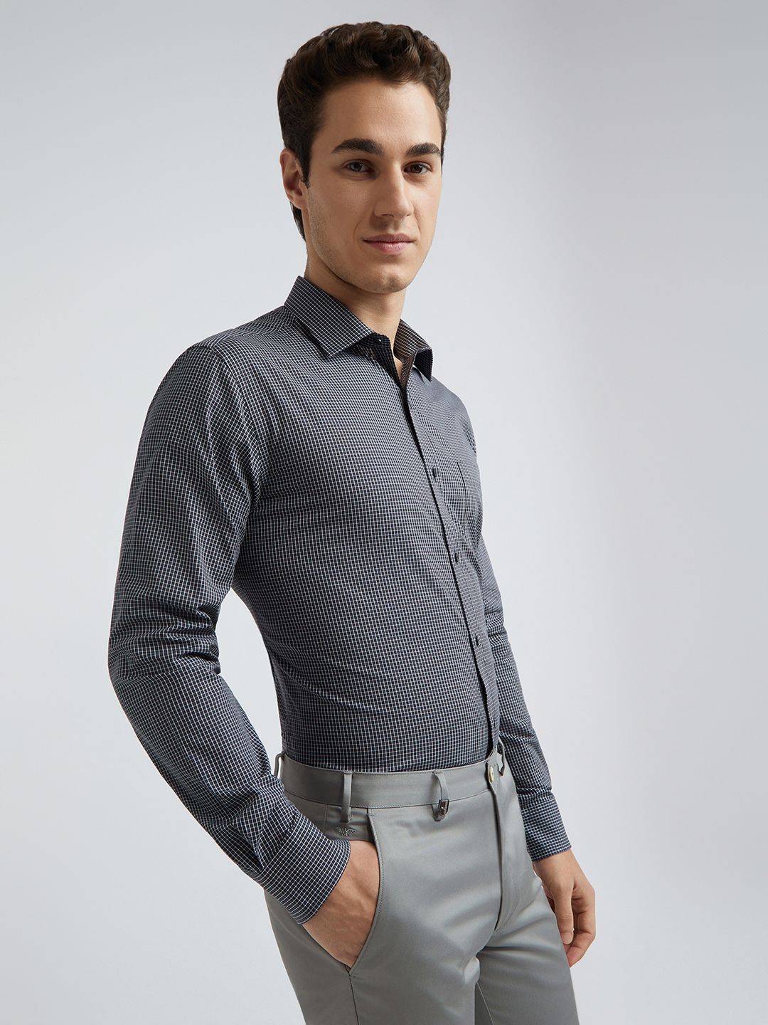 Park Avenue Pure Cotton Slim Fit Micro Checked Formal Shirt