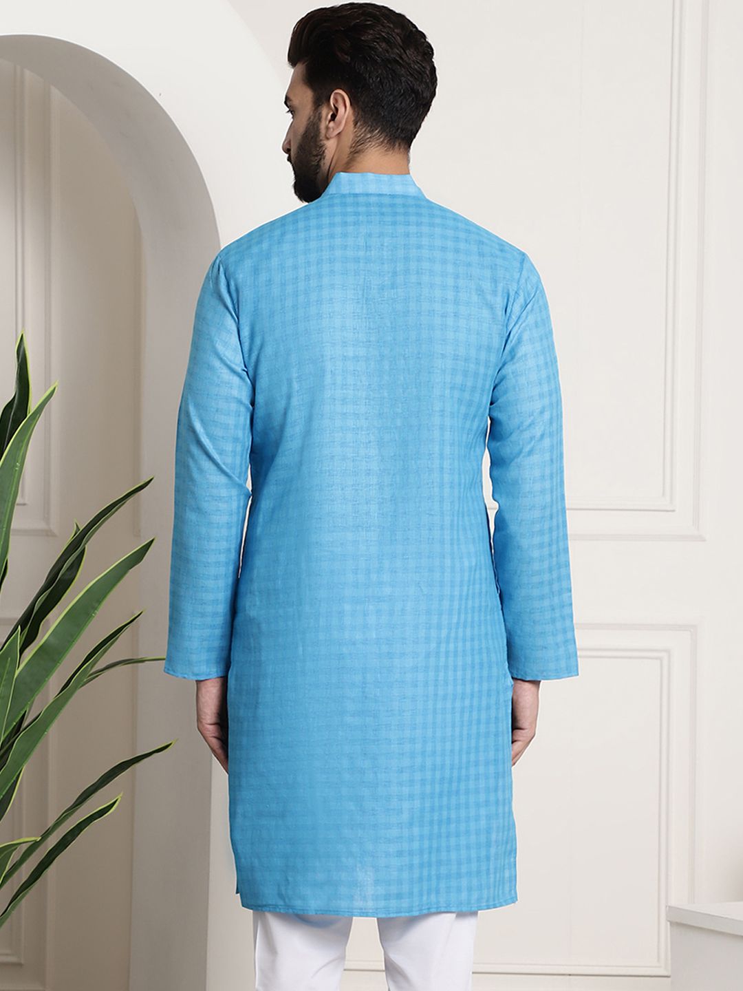 SOJANYA Kurta Semak Sendiri Linen Kapas Lelaki