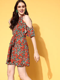 Berrylush Women Rust Floral Vacay Attire