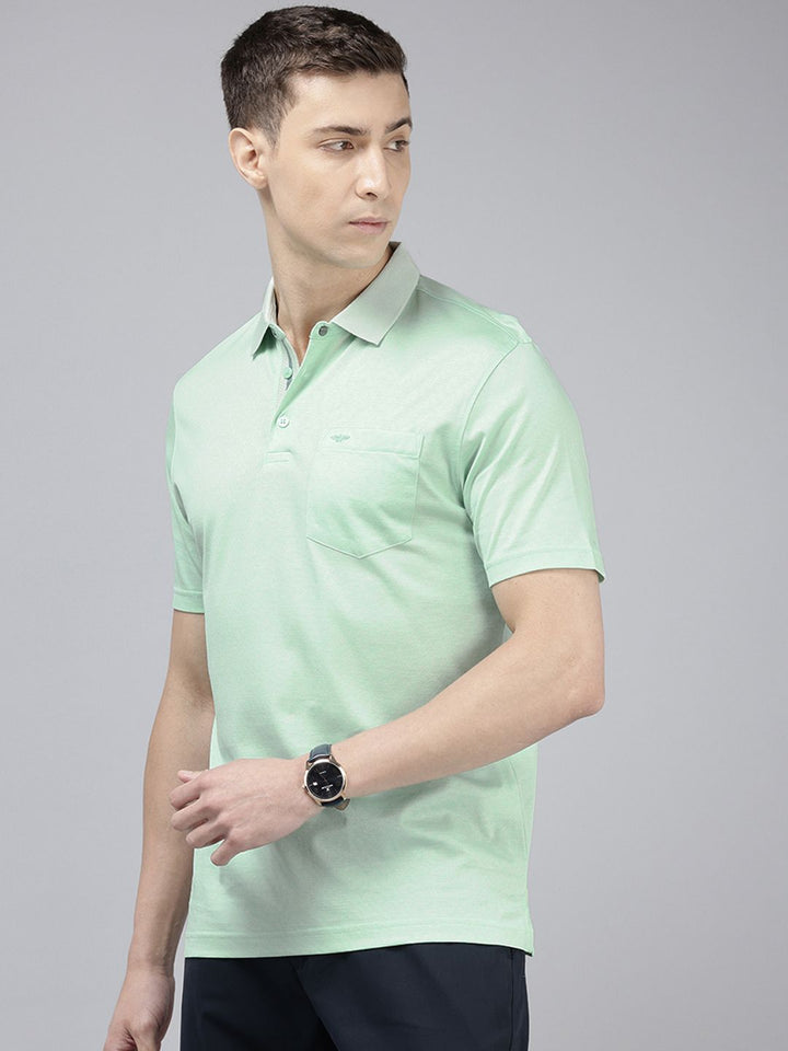 Park Avenue Geometric Printed Polo Collar Pure Cotton Slim Fit T-shirt