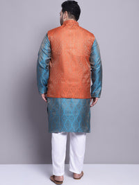 SOJANYA PLUS Ethnic Motifs Woven Design Kurta With Pyjamas & Nehru Jacket
