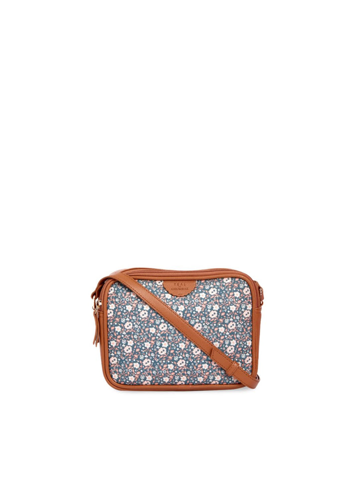 TEAL BY CHUMBAK Floral Printed Structured Sling Bag
