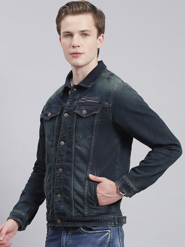Monte Carlo Spread Collar Long Sleeves Denim Jacket