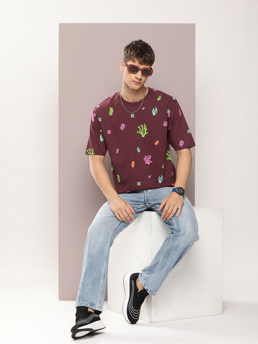 DILLINGER Men Graphic Printed Oversized Pure Cotton T-shirt