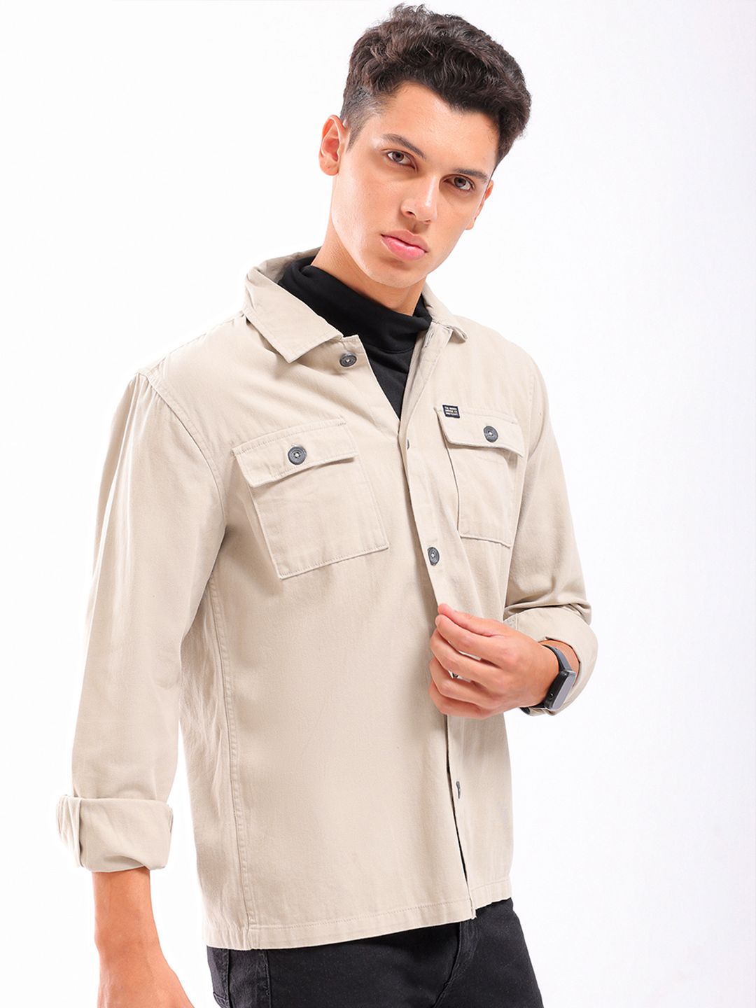 The Indian Garage Co Back Graphic Print Twill Slim Fit Pure Cotton Shirt
