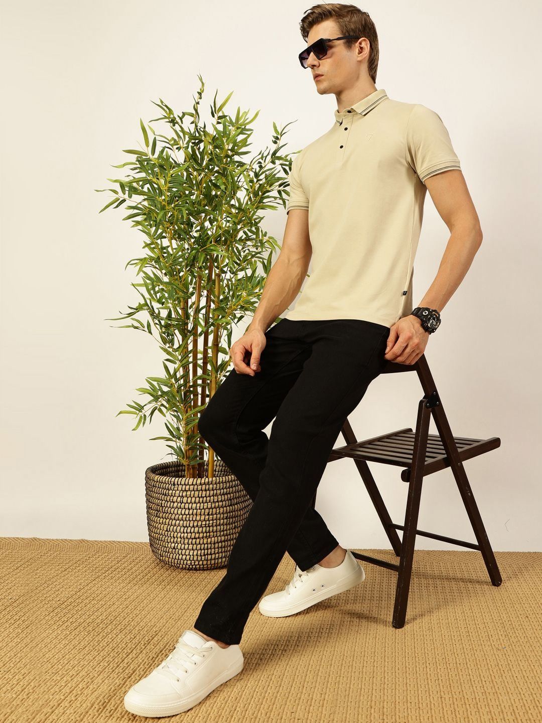Thomas Scott Men Solid Polo Collar T-shirt