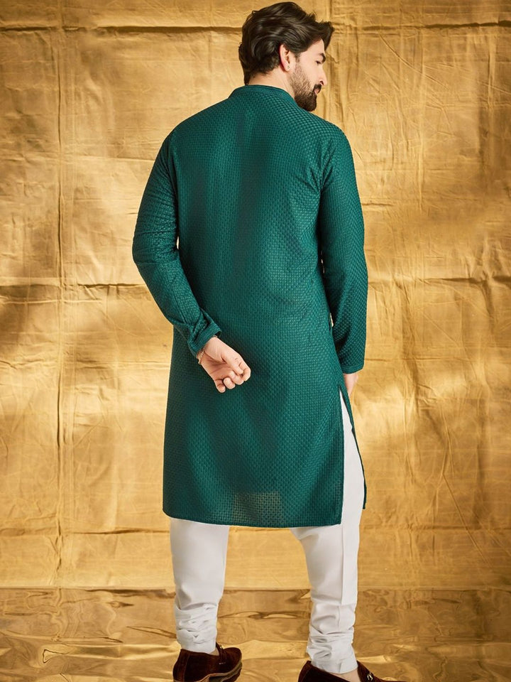 SOJANYA Men Checked Thread Work Kurta