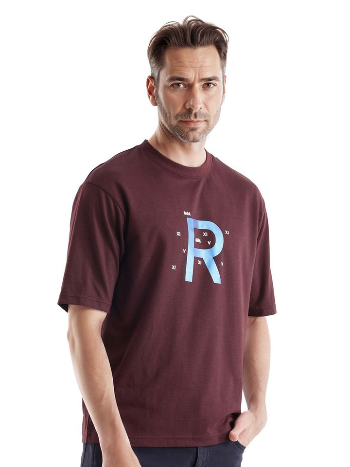 RARE RABBIT Men Graphic Printed Round Neck Cotton Oversized T-shirt