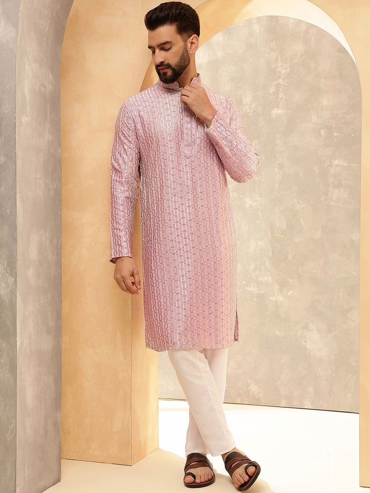SOJANYA Men Embroidered Regular Kurta with Pyjamas