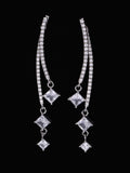 PANASH 925 Sterling Silver Rhodium-Plated CZ-Studded Drop Earrings