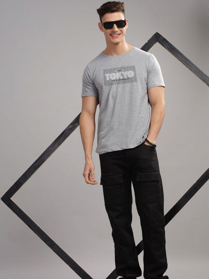 ADRO Typography Printed Round Neck Cotton T-shirt