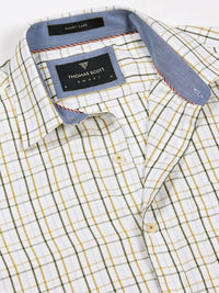 Thomas Scott Men Smart Spread Collar Tartan Checked Cotton Formal Shirt