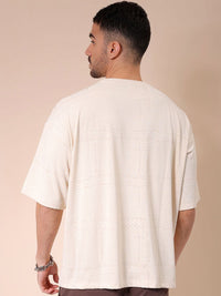 The Indian Garage Co Men Self Design Round Neck Oversized T-shirt