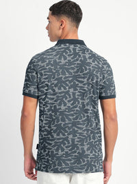 THE BEAR HOUSE Men Abstract Printed Slim Fit Cotton Polo T-shirt