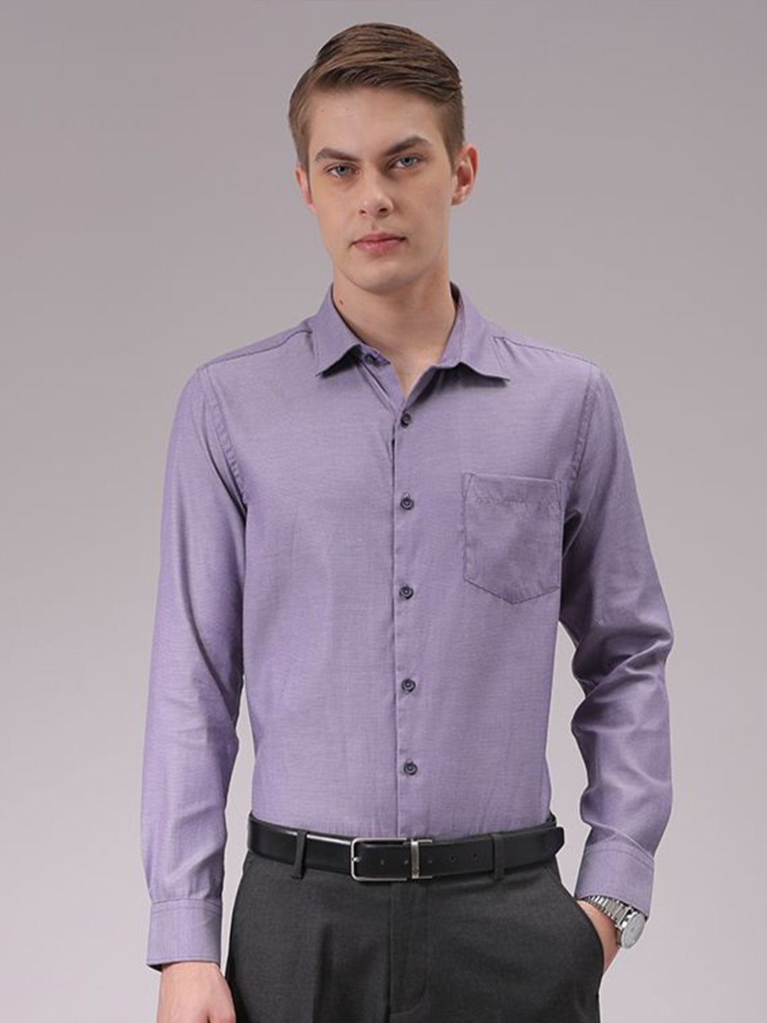 The Indian Garage Co. X Luxe Men Cutaway Collar Solid Slim Fit Formal Shirt