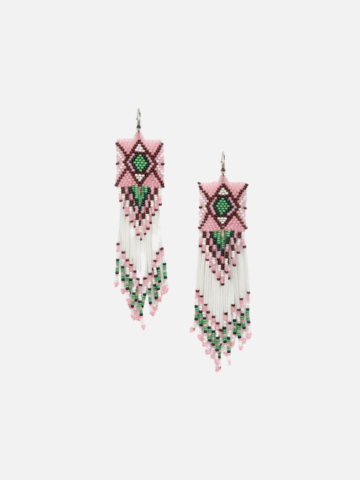 Anouk Pink Silver-Plated Beaded Contemporary Drop Earrings