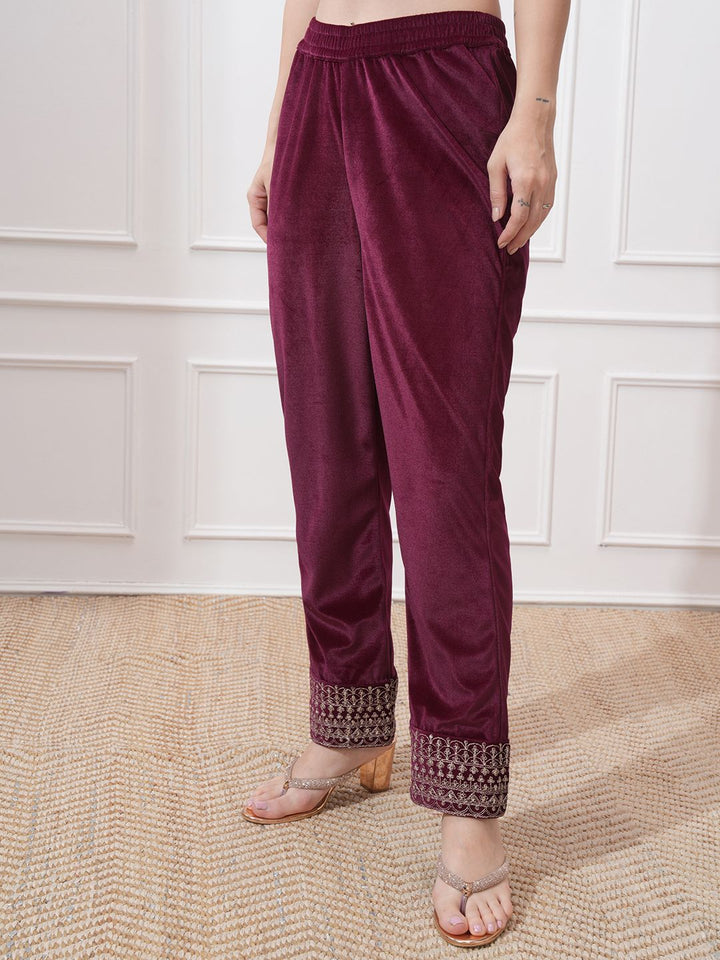 Vishudh Women Ethnic Motifs Embroidered Regular Kurta with Trousers & With Dupatta