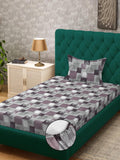 KLOTTHE Purple Geometric Cotton Single Bedsheets