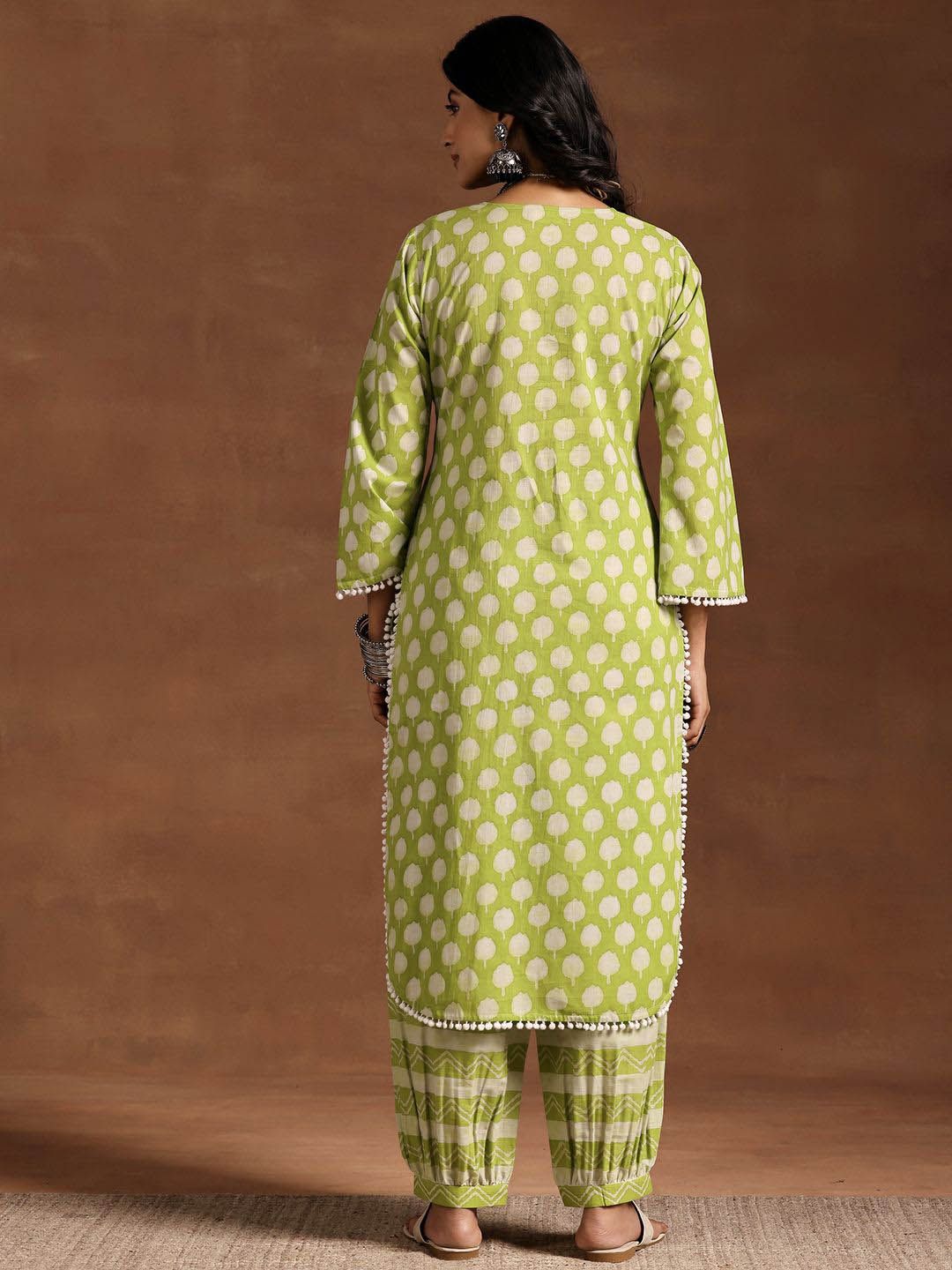 Libas Women Floral Printed Regular Pure Cotton Kurta with Salwar