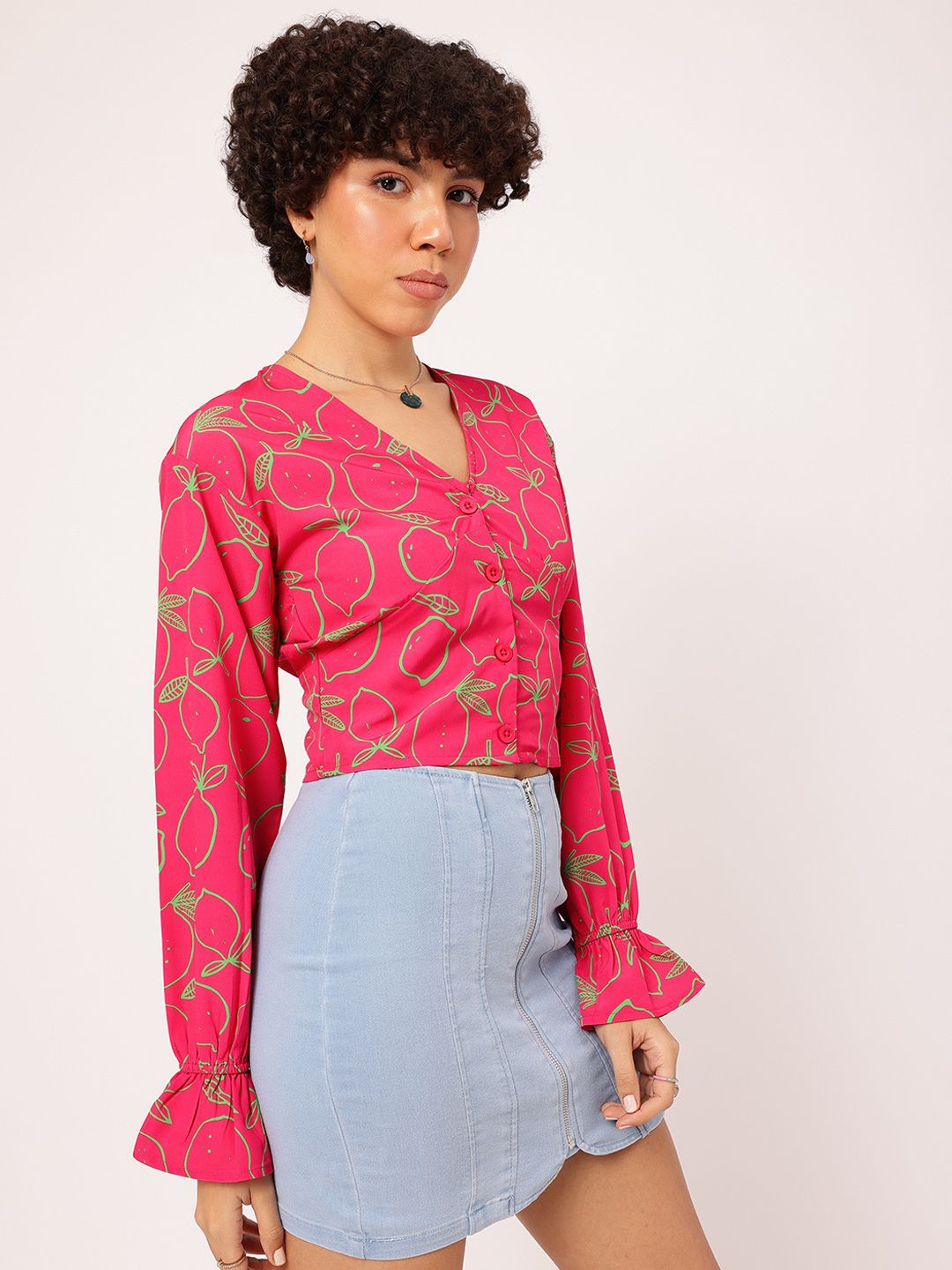 DressBerry Edgy Elegance Printed Shirt Style Top