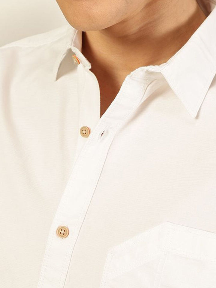 Thomas Scott Men Pure Cotton Premium Cutaway Collar Solid Cotton Slim Fit Casual Shirt