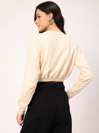 DressBerry Cinched Waist Crop pullover Sweatshirt