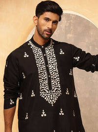 Anouk Geometric Sulam Benang Kerja Kapas Sutera Kurta Lurus dengan Piyama