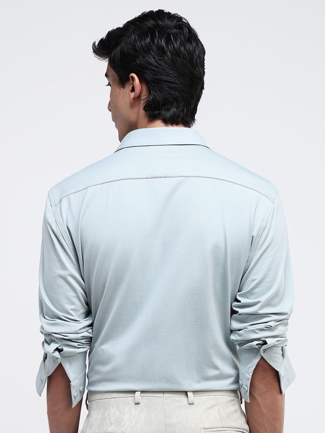 RARE RABBIT Men Comfort Spread Collar Solid Cotton Formal Shirt