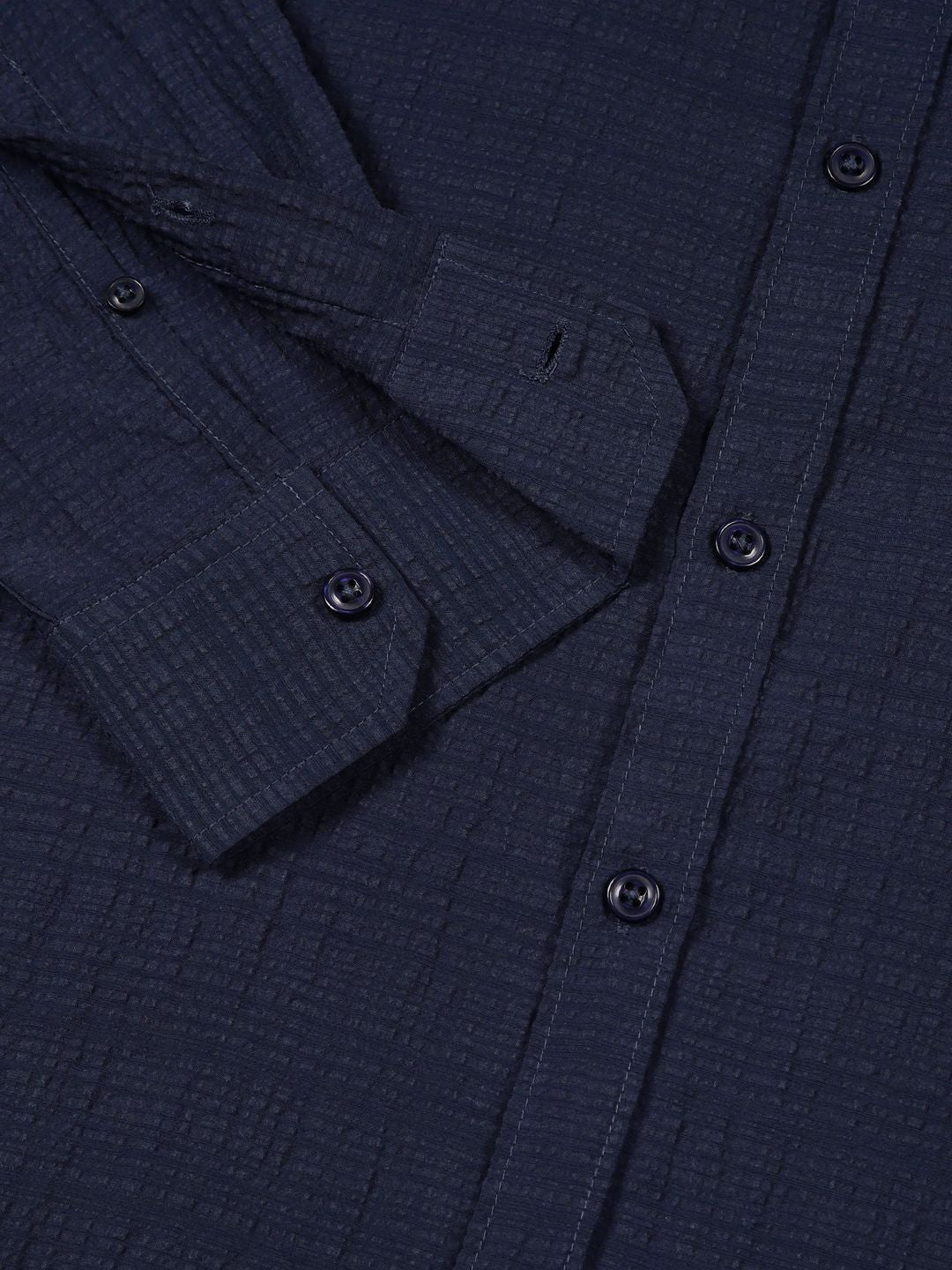 Thomas Scott Men Classic Slim Fit Spread Collar Textured Casual Shirt