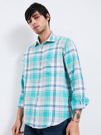 SPYKAR Men Spread Collar Tartan Checked Cotton Casual Shirt
